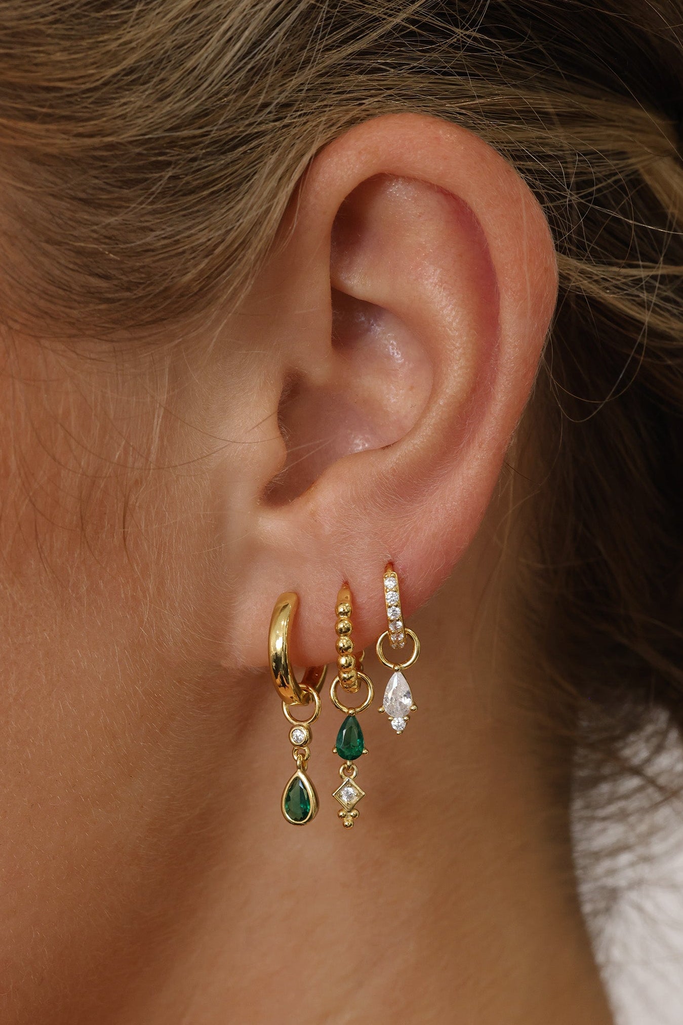 Emerald Green teardrop dangle earrings - sterling silver anett jewellery
