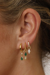 Emerald Green teardrop dangle earrings - sterling silver anett jewellery