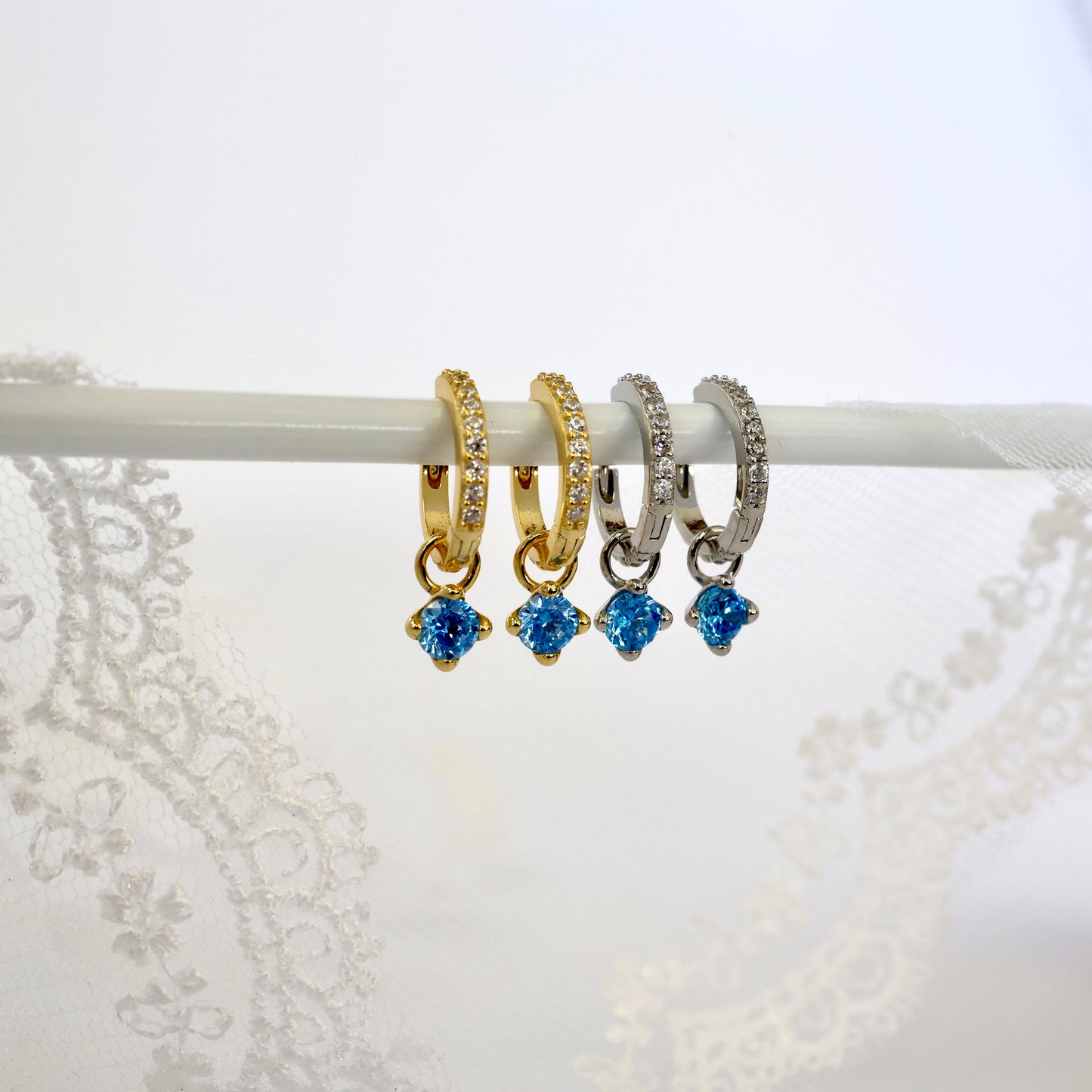 Ines Blue Lagoon Dangle Earring Set GOLD