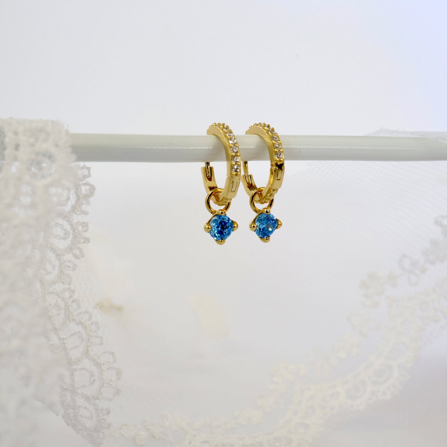 Ines Blue Lagoon Dangle Earring Set GOLD