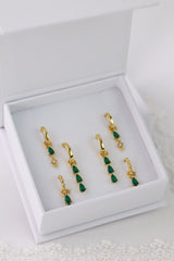 3 Teardrop Green Dangle Earring Gift Set