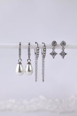 Molly Pearl Chain Earring Set SILVER