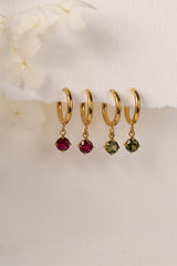 Giselle Birthstone Plain Earrings Gold- Stainless Steel