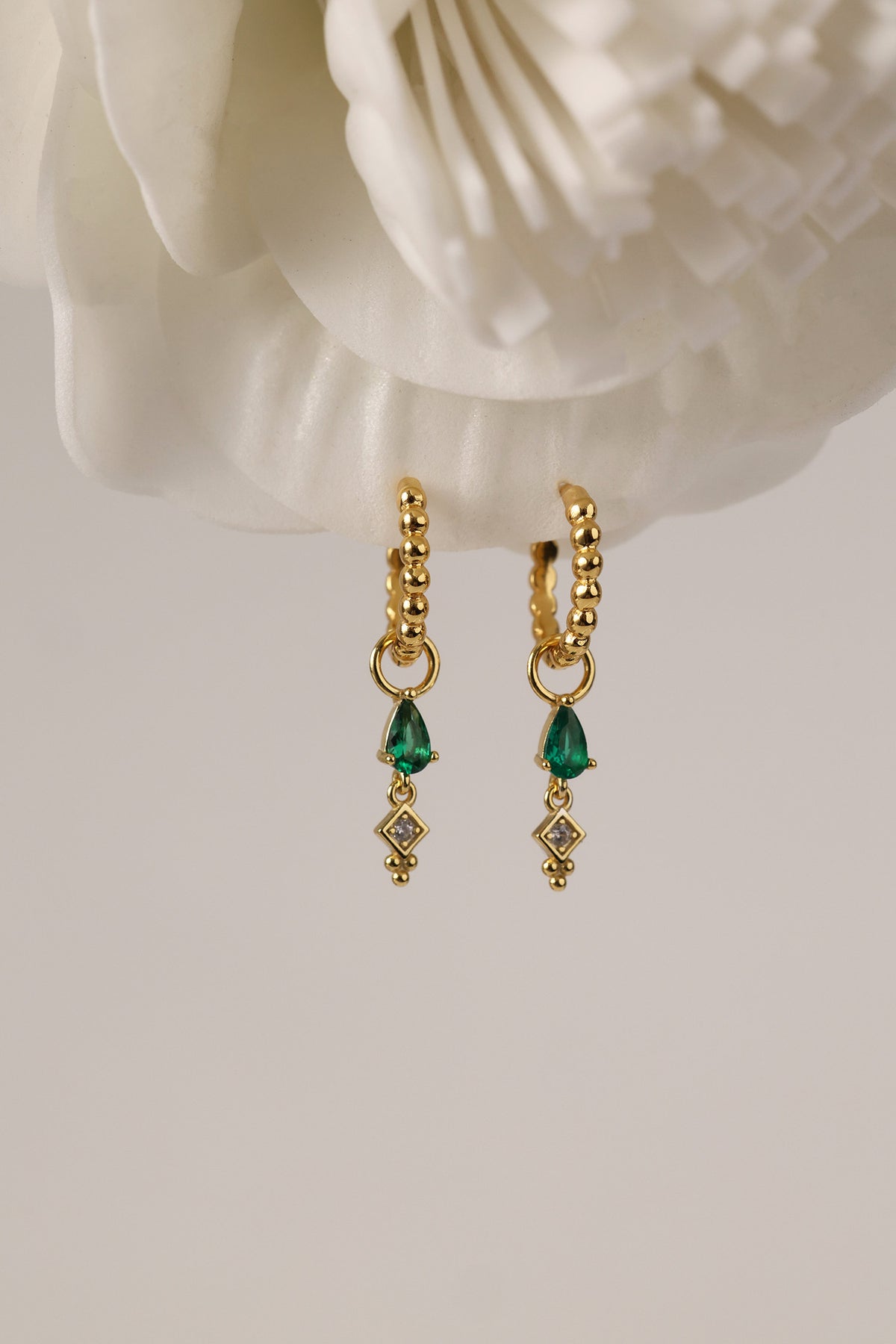 Green Teardrop Dangle Earrings Stack -Sterling Silver – ANETT