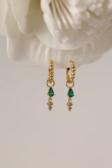 Emerald Green teardrop dangle earrings - sterling silver anett jewellery