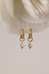 clear white teardrop dangle earrings - sterling silver anett jewellery