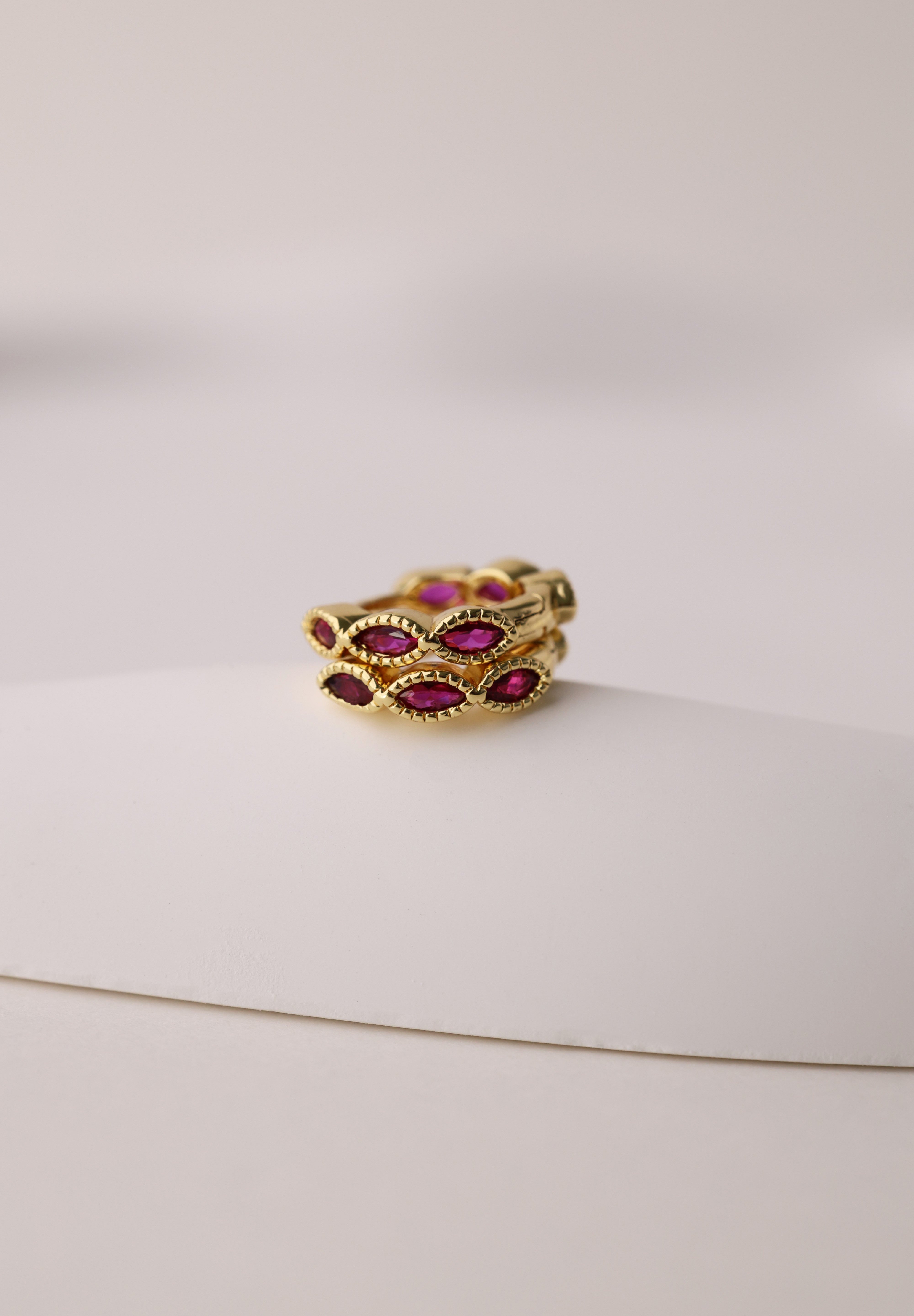 Marquise Gold Hoop Earring Pink