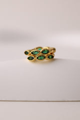 Marquise Gold Hoop Earring Green