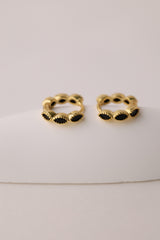 Marquise Gold Hoop Earring Black