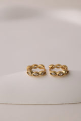 Marquise Gold Hoop Earring Clear White