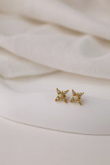 Elena Opal Starburst Stud Earrings Gold