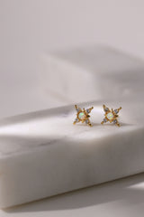 Elena Opal Starburst Stud Earrings Gold