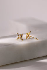 Elena Opal Starburst Stud Earrings Gold