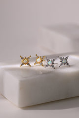 Elena Opal Starburst Stud Earrings Gold
