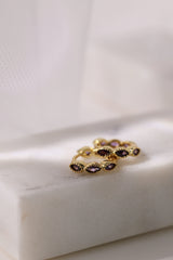 Marquise Gold Hoop Earring Purple