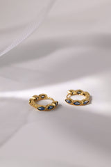 Blue Marquise Gold Hoops- Sterling Silver