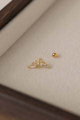 1 Piece Ball Screw Back Zircon Piercing 925 Sterling Silver with 18k gold plated Stud Earrings.