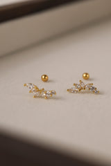 1 Piece Ball Screw Back Zircon Piercing 925 Sterling Silver with 18k gold plated Stud Earrings.