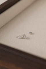 1 Piece Ball Screw Back Zircon Piercing 925 Sterling Silver with rhodium plated Stud Earrings.