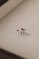 1 Piece Ball Screw Back Zircon Piercing 925 Sterling Silver with rhodium plated Stud Earrings.