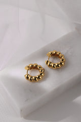 Croissant Gold Hoop Earrings, Twist Hoop 5mm thick, Gold Dome Hoop