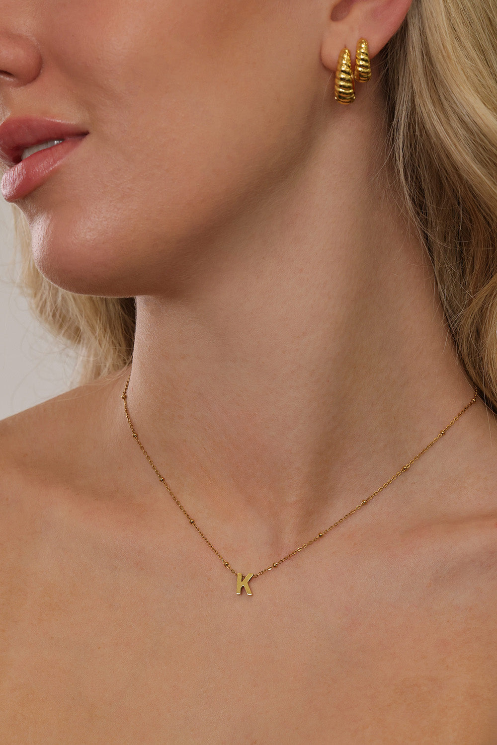 Lilia Initial Gold Necklace – Stainless Steel