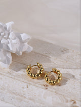 Croissant Gold Hoop Earrings, Twist Hoop 5mm thick, Gold Dome Hoop