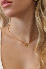 Amaya Initial and Birthstone Necklace- Stainless Steel