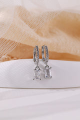Baguette Dangle Earrings 4mm -Silver