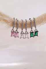 Baguette Dangle Earrings 4mm -Silver