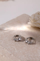 Feyglow 3 CZ Hoop Earrings Silver