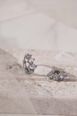 Feyglow 3 CZ Hoop Earrings Silver