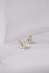 Pearl Stud GOLD Earrings 4mm