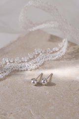 Pearl Stud SILVER Earrings 4mm