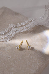 Pearl Stud GOLD Earrings 4mm
