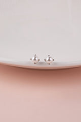 Pearl Stud SILVER Earrings 4mm