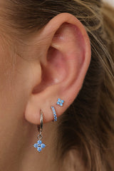 4 Clover Blue Dangle Earrings SILVER