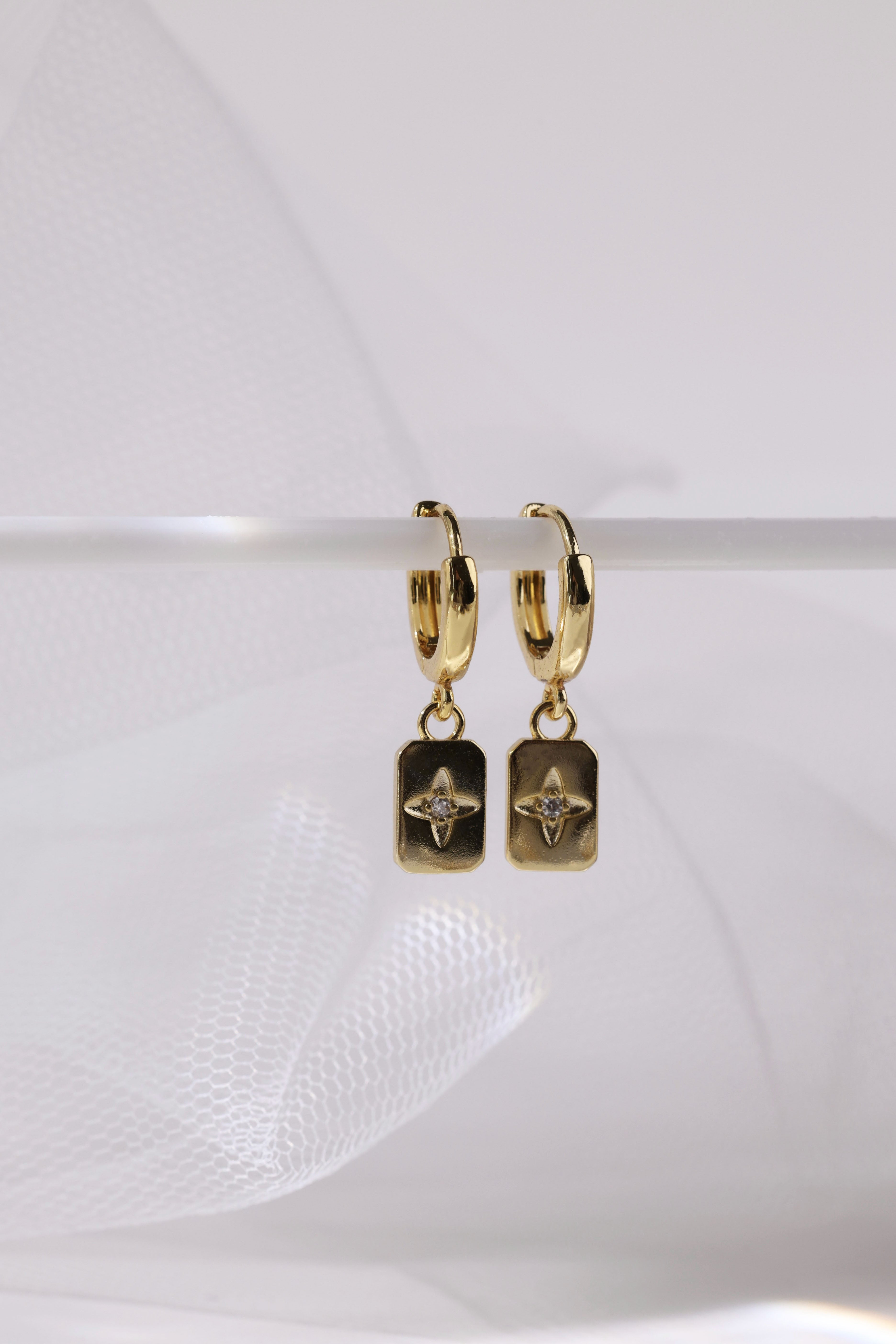 Faylinn Gold Square Dangle Earrings