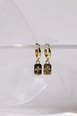Faylinn Silver Square Dangle Earrings Gold Plain Hoop