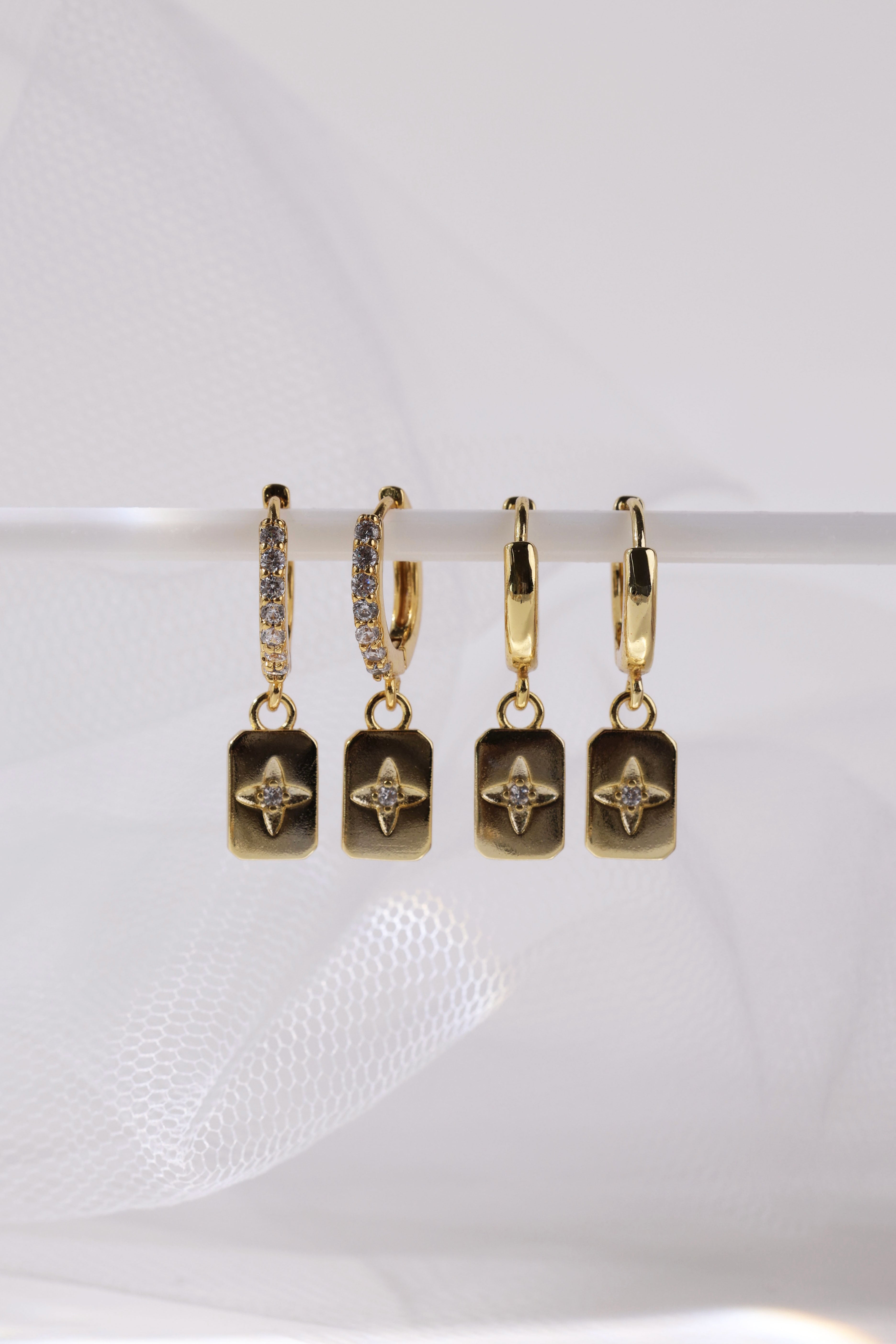 Faylinn Gold Square Dangle Earrings