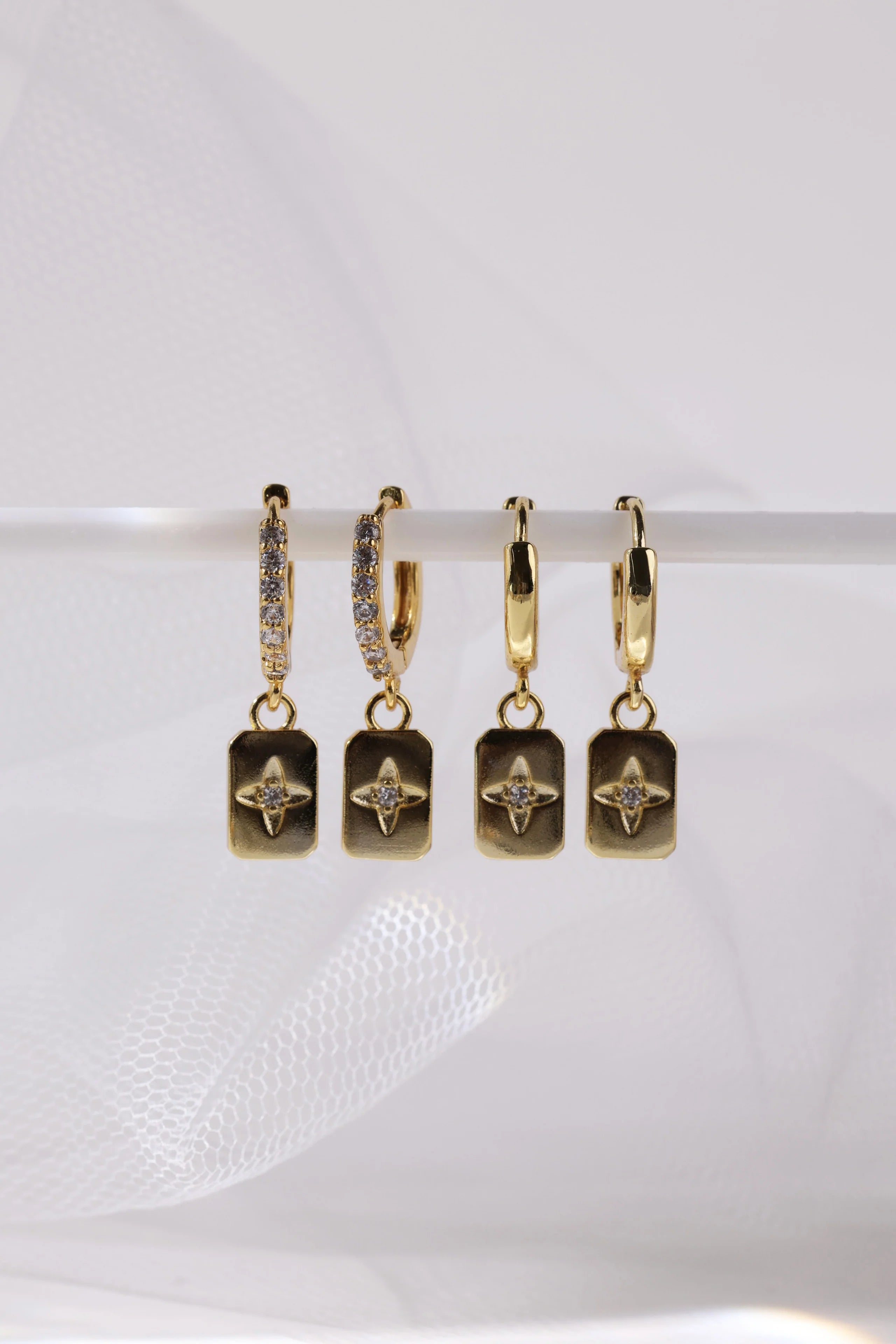 Faylinn Silver Square Dangle Earrings