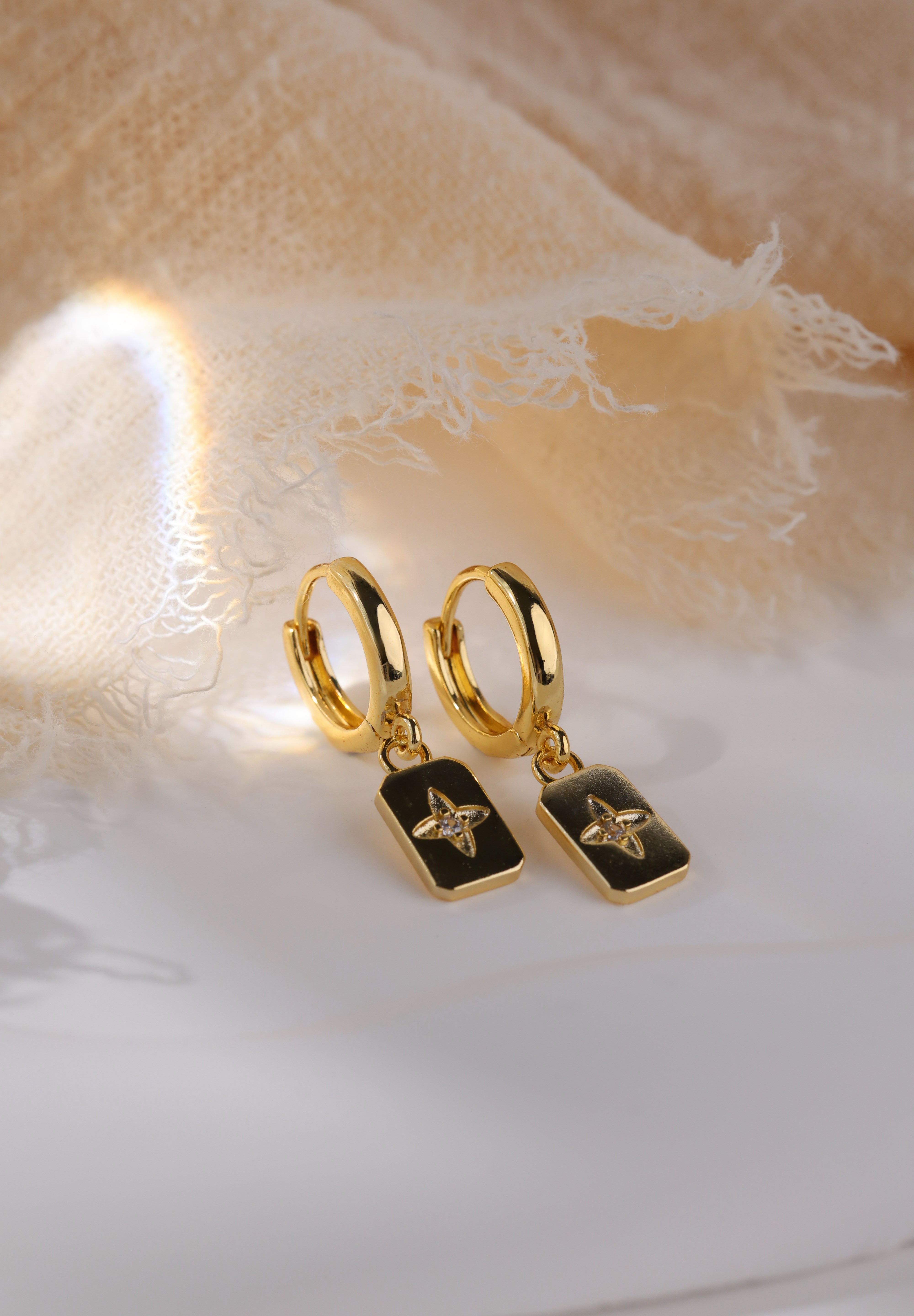 Faylinn Gold Square Dangle Earrings
