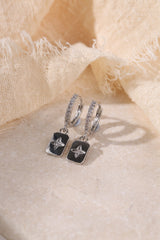 Faylinn Silver Square Dangle Earrings
