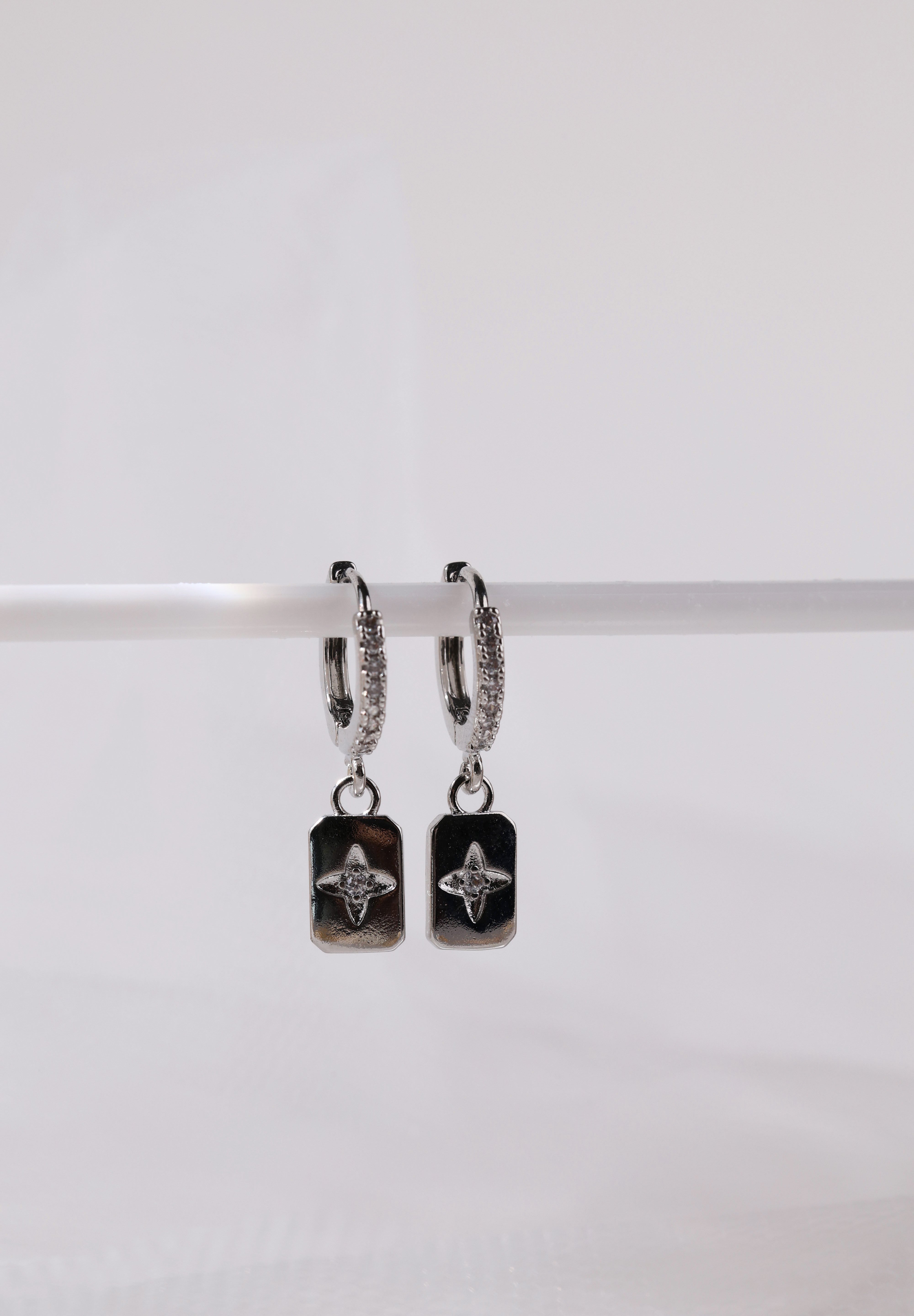 Faylinn Silver Square Dangle Earrings