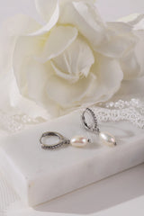Elsa Fresh Pearl Drop Earrings Silver