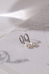 Elsa Fresh Pearl Drop Earrings - Silver