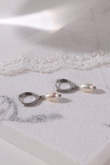 Elsa Fresh Pearl Drop Earrings - Silver