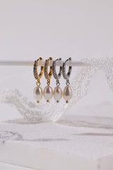 Elsa Fresh Pearl Drop Earrings - Silver
