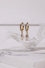 Elsa Fresh Pearl Drop Earrings - Gold