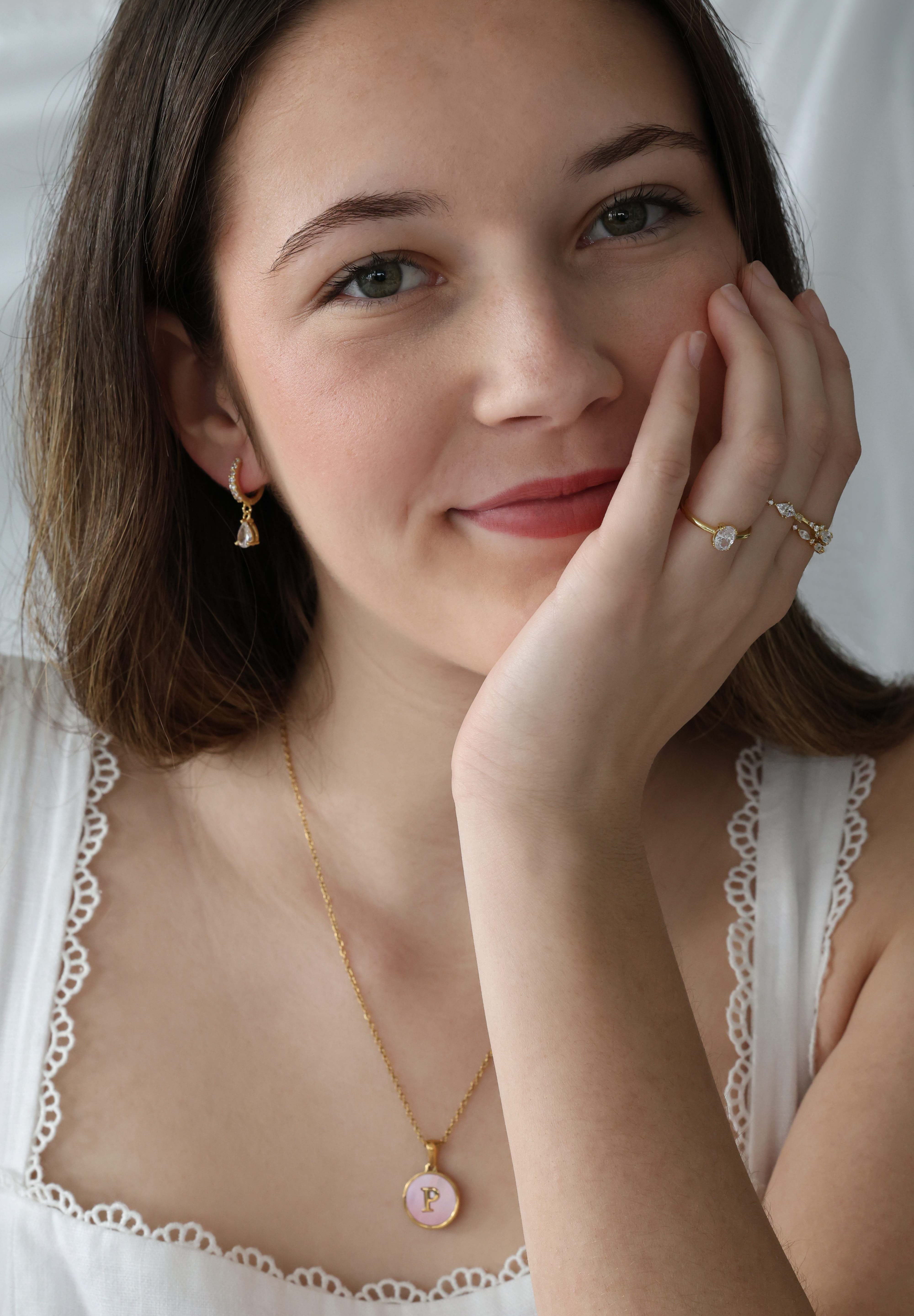 Peony Initial A-Z Letter Custom Necklace - Stainless Steel